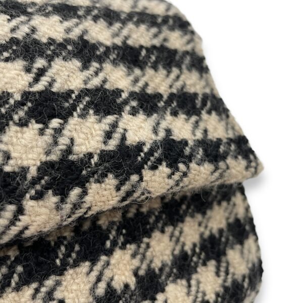 Houndstooth Baguette Black/White Shoulder Bag in Wool, Silver hardware - Image 7