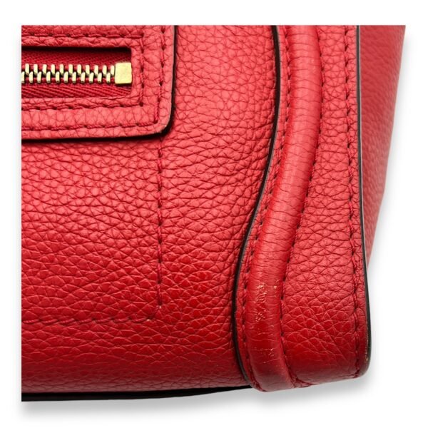 Luggage Crossbody Bag Nano Red in Calfskin, Gold hardware - Image 8