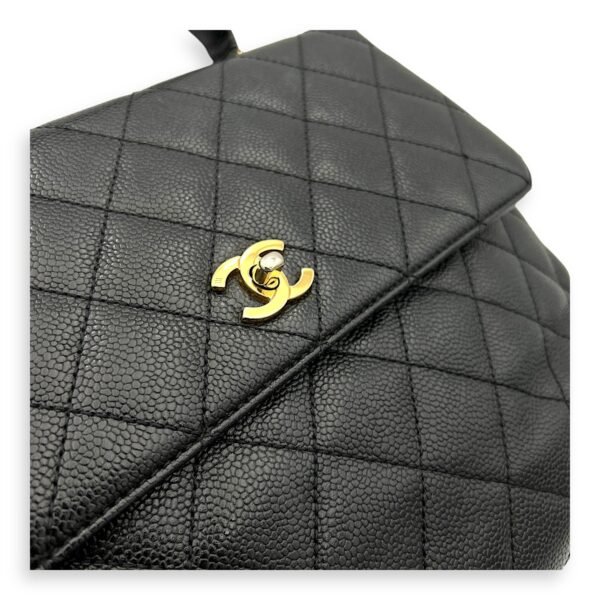 Kelly Top Handle Bag Black in Caviar Leather, Gold hardware - Image 6