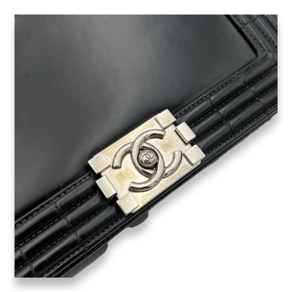 Boy Shoulder Bag Black in Calfskin, Silver hardware - Image 7