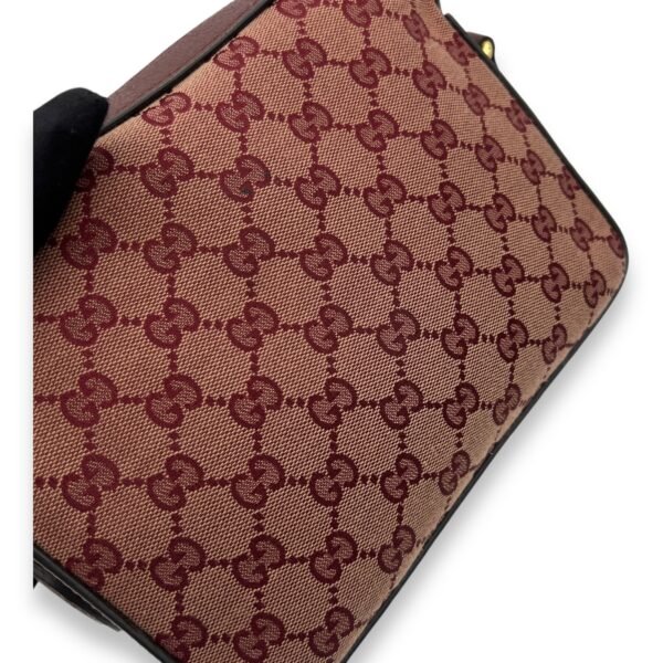 Horsebit 1955 Crossbody Bag Red in Canvas, Gold hardware - Image 7