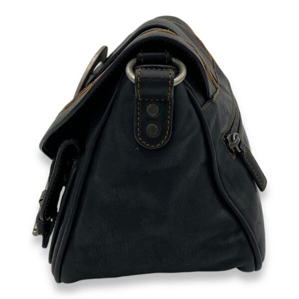 Gaucho Black Crossbody Bag in Calfskin, Ruthenium hardware - Image 3