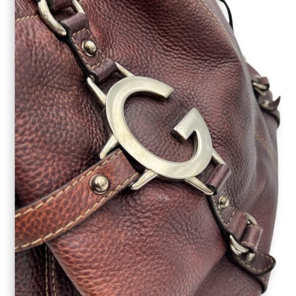 GG Tote Bag Brown in Calfskin, Silver hardware - Image 7