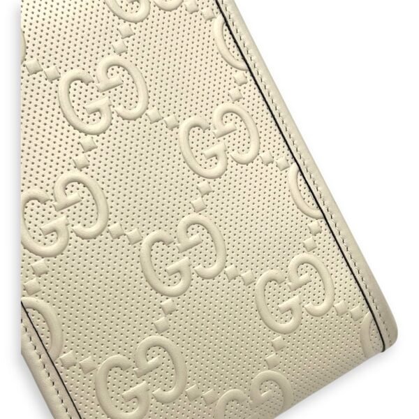 GG Crossbody Bag White in Calfskin, Silver hardware - Image 7