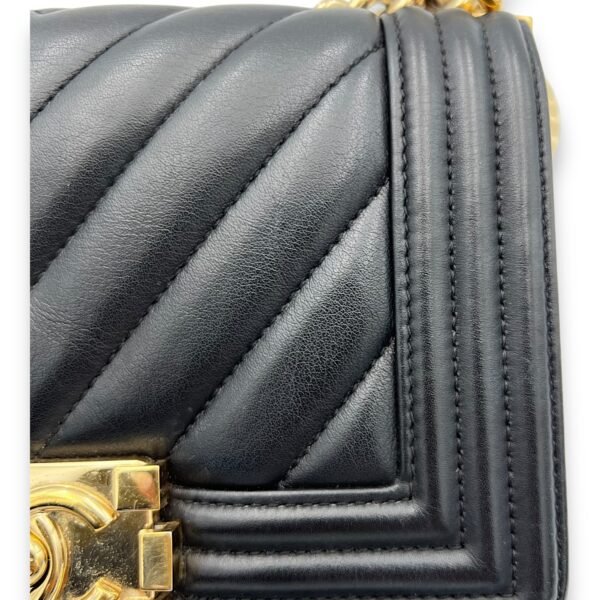 Boy Shoulder Bag Black in Calfskin, Gold hardware - Image 7