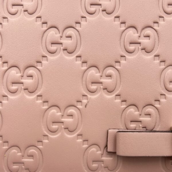 GG Bow Continental Pink Wallet On Chain in Guccissima Leather, Gold hardware - Image 7