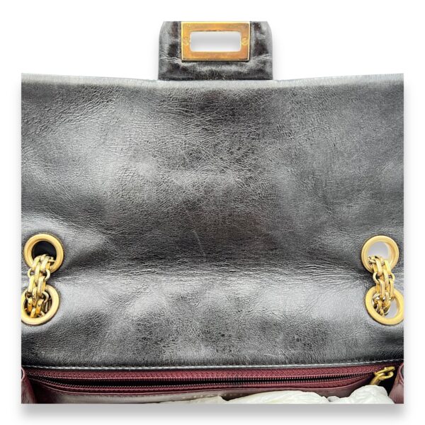 2.55 Medium Black Shoulder Bag in Calfskin, Gold hardware - Image 7