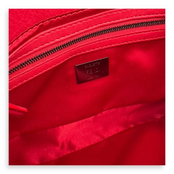 Baguette Shoulder Bag Red in Calfskin, Silver hardware - Image 5