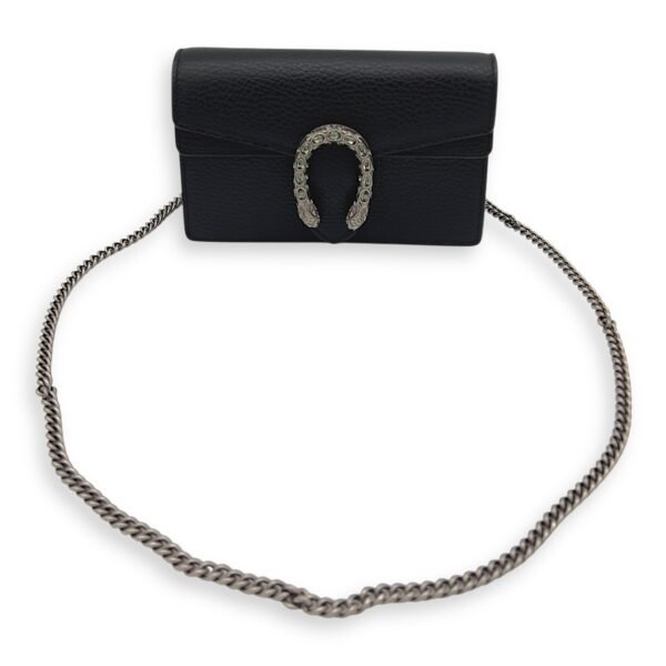Dionysus Crossbody Bag Super Mini Black in Calfskin, Silver hardware - Image 7