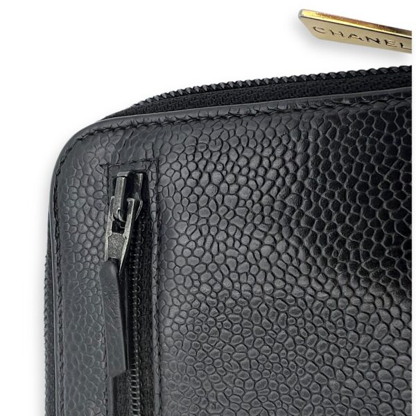 CC Zipped Black Wallet in Caviar Leather, Gold hardware - Image 7