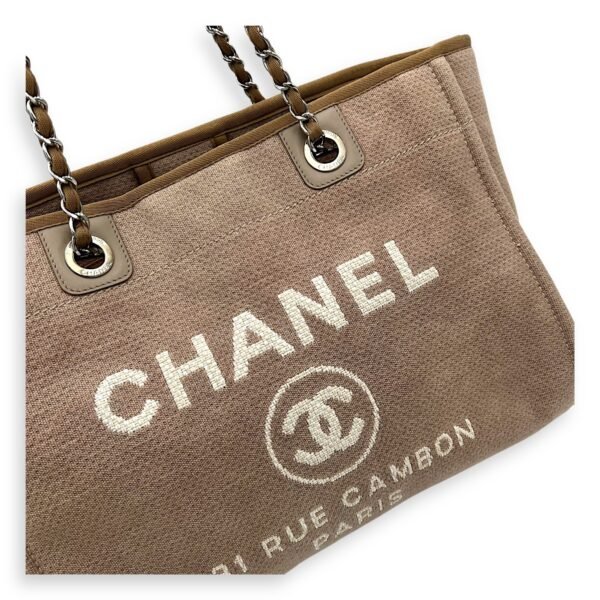 Deauville Tote Bag Brown in Canvas, Silver hardware - Image 7