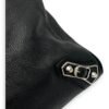 Metallic Edge Velo Black Top Handle Bag in Goat Leather, Silver hardware - Image 7