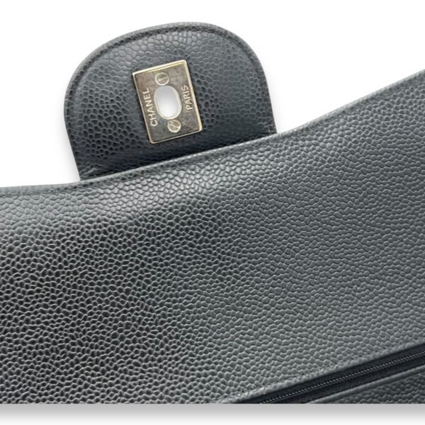 Classic Shoulder Bag Jumbo Black in Caviar Leather, Silver hardware - Image 7