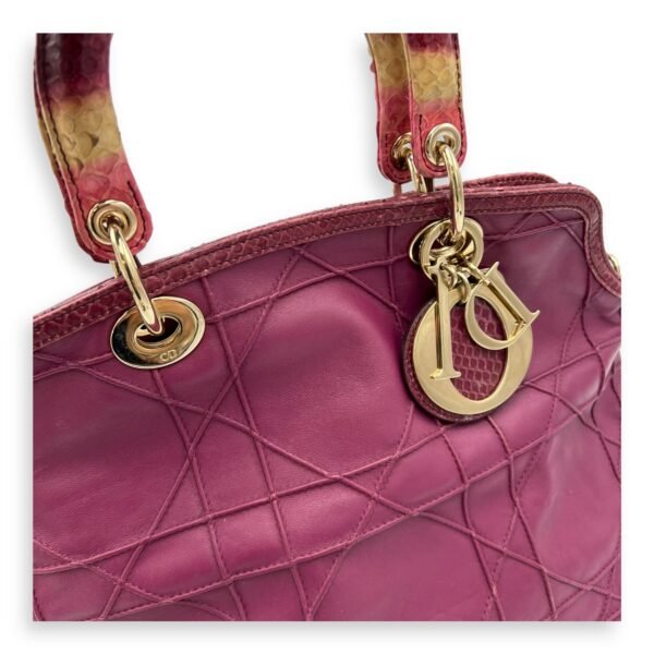 Granville Top Handle Bag Purple in Calfskin, Gold hardware - Image 7