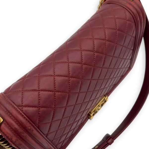 Boy Shoulder Bag Medium Red in Calfskin, Gold hardware - Image 7