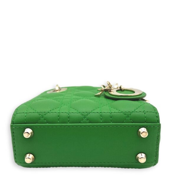 Lady Dior Top Handle Bag Micro Green in Lambskin, Gold hardware - Image 3