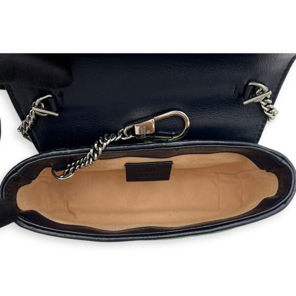 GG Marmont Super Mini Green Crossbody Bag in Canvas, Silver hardware - Image 9