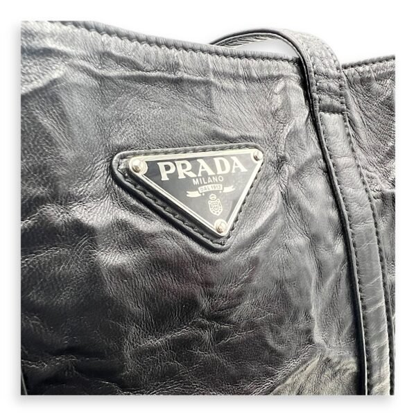 Antique Logo Small Black Tote Bag in Nappa Leather, Silver hardware - Image 7