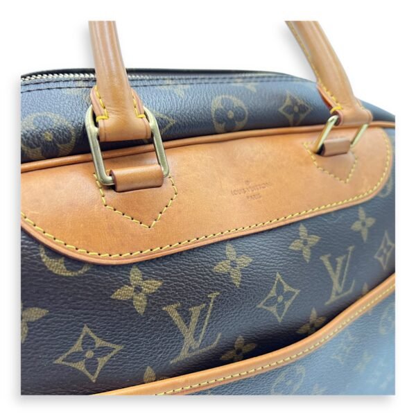 Deauville MM Brown Top Handle Bag in Monogram Coated Canvas, Gold hardware - Image 7