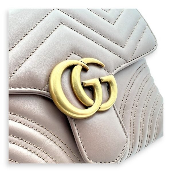 GG Marmont Top Handle Bag Beige in Calfskin, Gold hardware - Image 7
