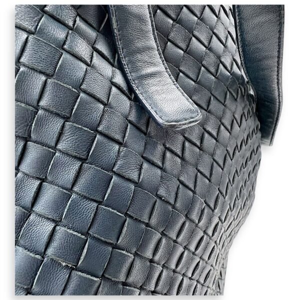 Intrecciato Shoulder Bag Blue in Lambskin, Ruthenium hardware - Image 7
