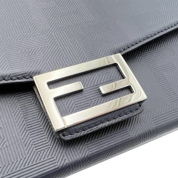 Baguette Box Shoulder Bag Blue in Coated Canvas, Silver hardware - Image 7