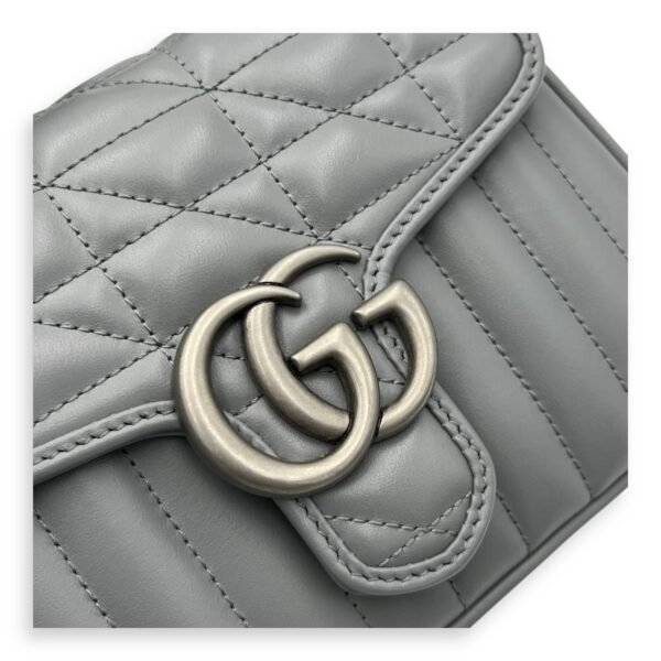 Marmont Top Handle Bag Blue in Calfskin, Gunmetal hardware - Image 7