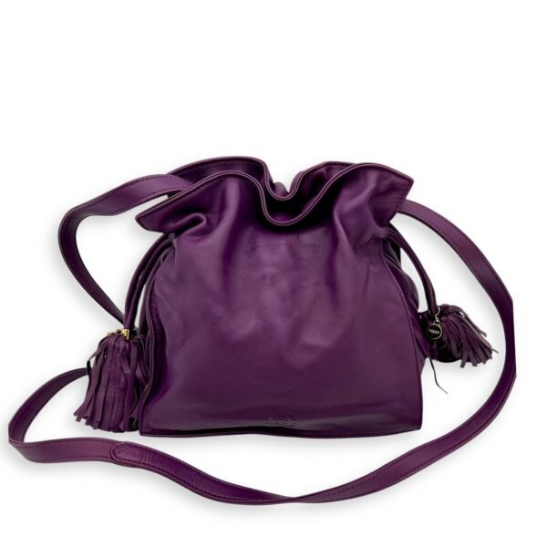 Flamenco Purple Crossbody Bag in Lambskin, Gold hardware - Image 3
