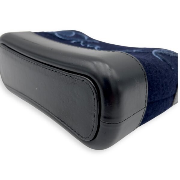 Gabrielle Small Blue Crossbody Bag in Felt Fabric, Mixed hardware - Image 9