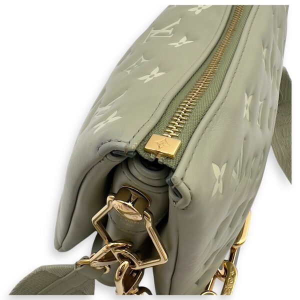 Coussin Crossbody Bag MM Green in Calfskin, Gold hardware - Image 7