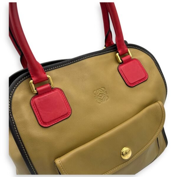 Amazona Top Handle Bag Beige in Calfskin, Gold hardware - Image 7