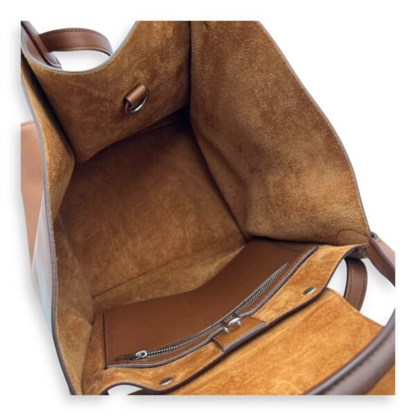 Big Top Handle Bag Brown in Calfskin, Silver hardware - Image 7