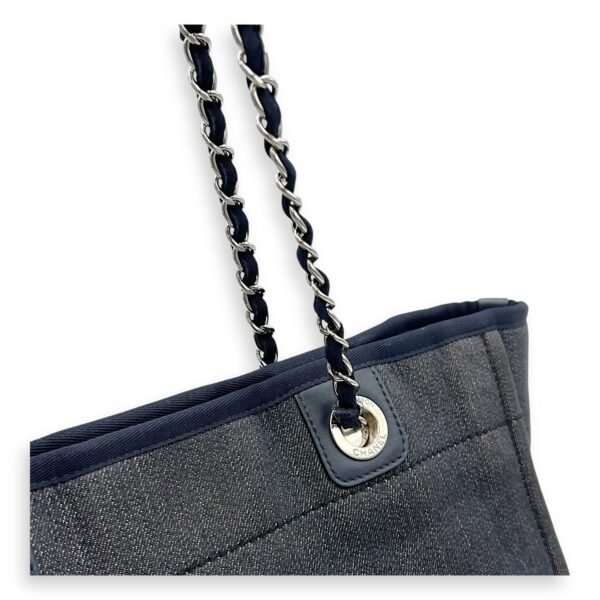 Deauville Small Blue Tote Bag in Denim, Silver hardware - Image 7