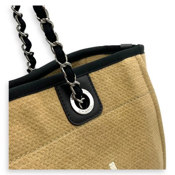 Deauville Tote Bag Beige in Canvas, Silver hardware - Image 7