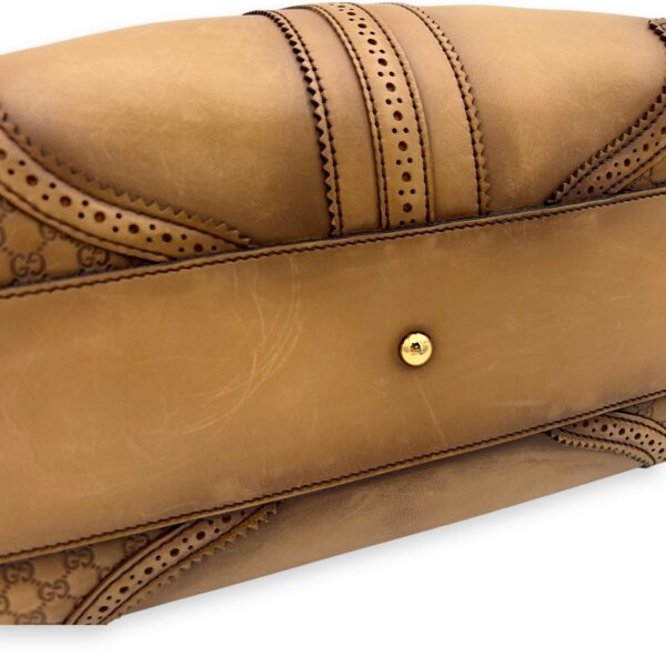 Duilio Brogue Shoulder Bag Brown in Calfskin, Gold hardware - Image 7