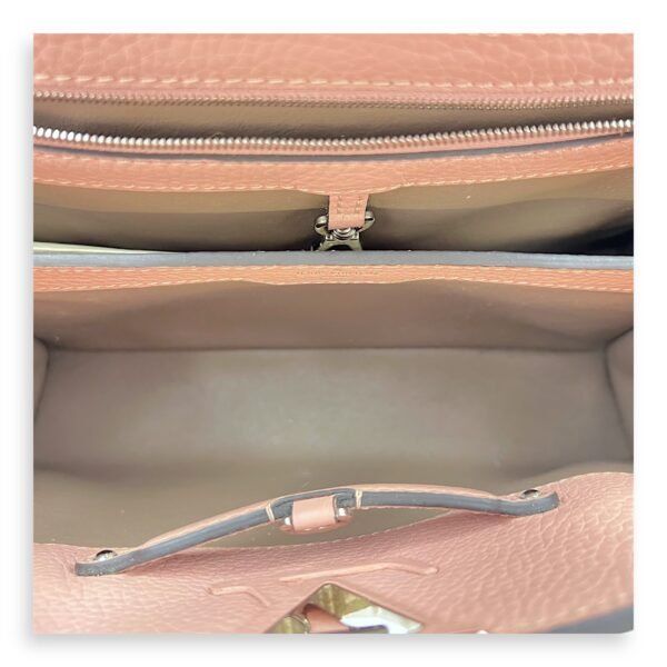 Capucines PM Pink Top Handle Bag in Taurillon Leather, Silver hardware - Image 6