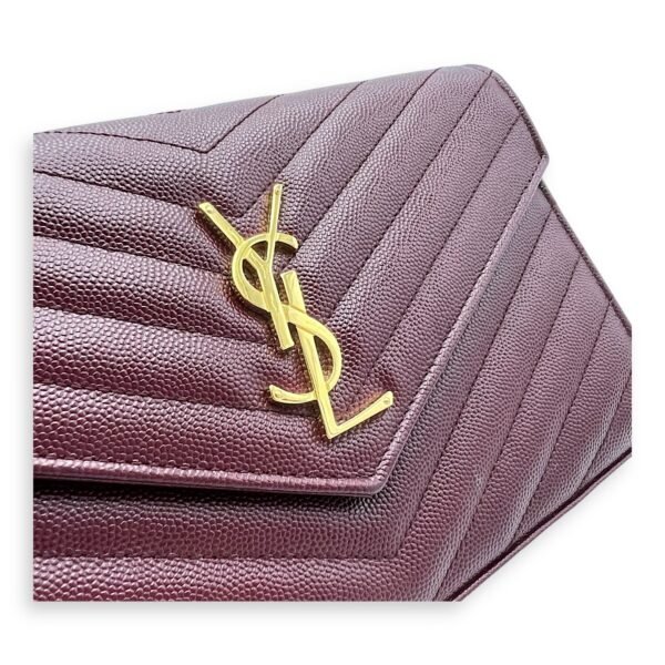 Cassandre Red Wallet On Chain in Calfskin, Gold hardware - Image 7