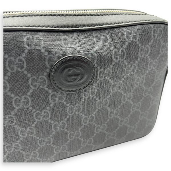 GG Supreme Black Crossbody Bag in Coated Canvas, Silver hardware - Image 7
