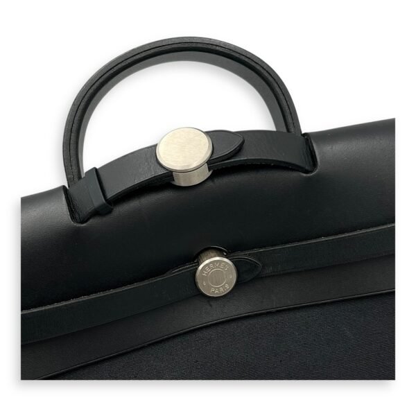Herbag A Dos 31 Black Backpack in Canvas, Silver hardware - Image 11