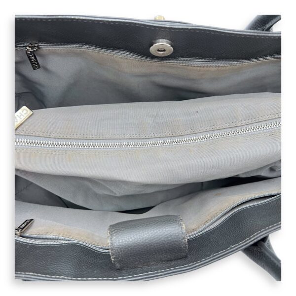 Executive Perf Top Handle Bag Grey in Calfskin, Silver hardware - Image 7