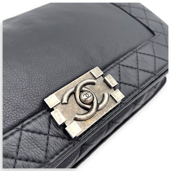 Boy Black Shoulder Bag in Calfskin, Ruthenium hardware - Image 5