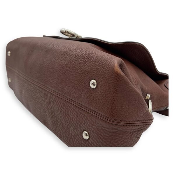 Gancini Shoulder Bag Brown in Calfskin, Silver hardware - Image 7