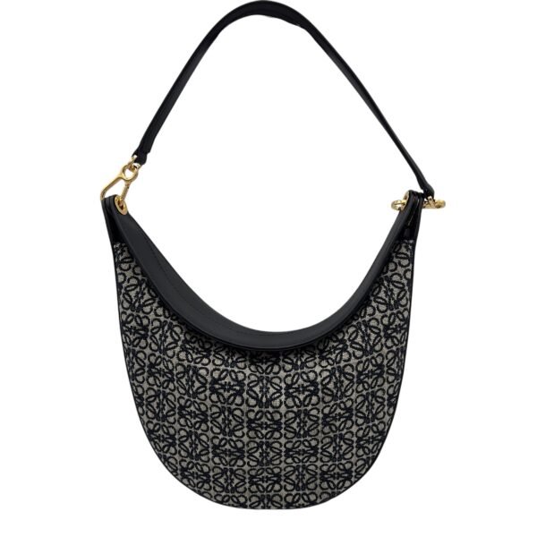 Luna Anagram Blue Shoulder Bag in Jacquard, Gold hardware - Image 3
