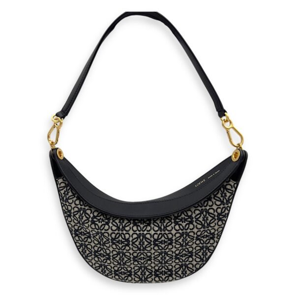 Luna Anagram Blue Shoulder Bag in Jacquard, Gold hardware - Image 3