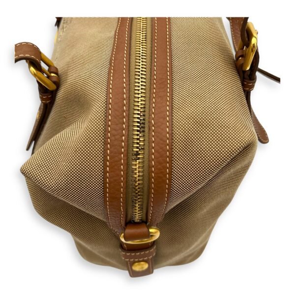 Bauletto Brown Tote Bag in Canvas, Gold hardware - Image 9