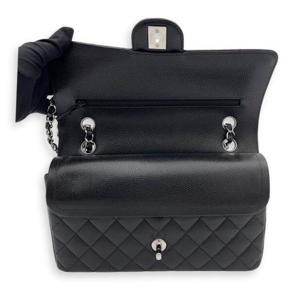 Classic Shoulder Bag Black in Caviar Leather, Silver hardware - Image 3