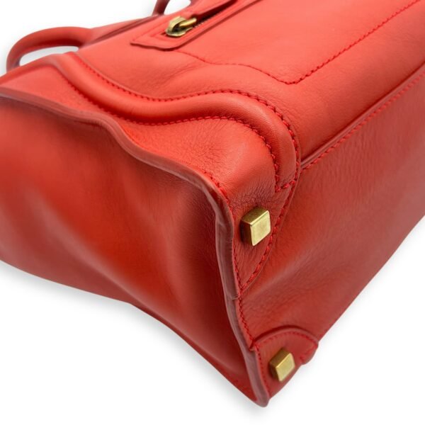 Luggage Top Handle Bag Micro Red in Calfskin, Gold hardware - Image 7