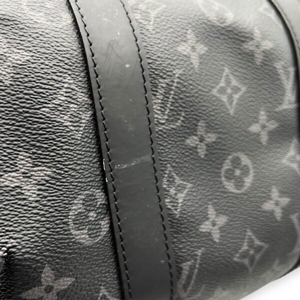 Keepall Bandouliere 45 Monogram Eclipse Duffle Bag in Coated Canvas, Silver hardware - Image 7