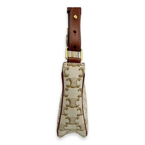 Ava Shoulder Bag White in Coated Canvas, Gold hardware - Image 4