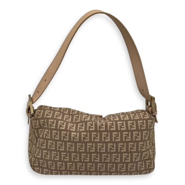 Baguette Shoulder Bag Beige in Jacquard, Gold hardware - Image 2